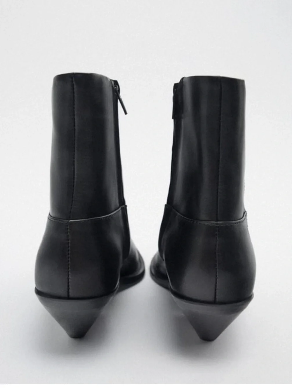 Zara leather cowboy ankle boot booties black EU 36 1122/010 western rodeo - Picture 9 of 16